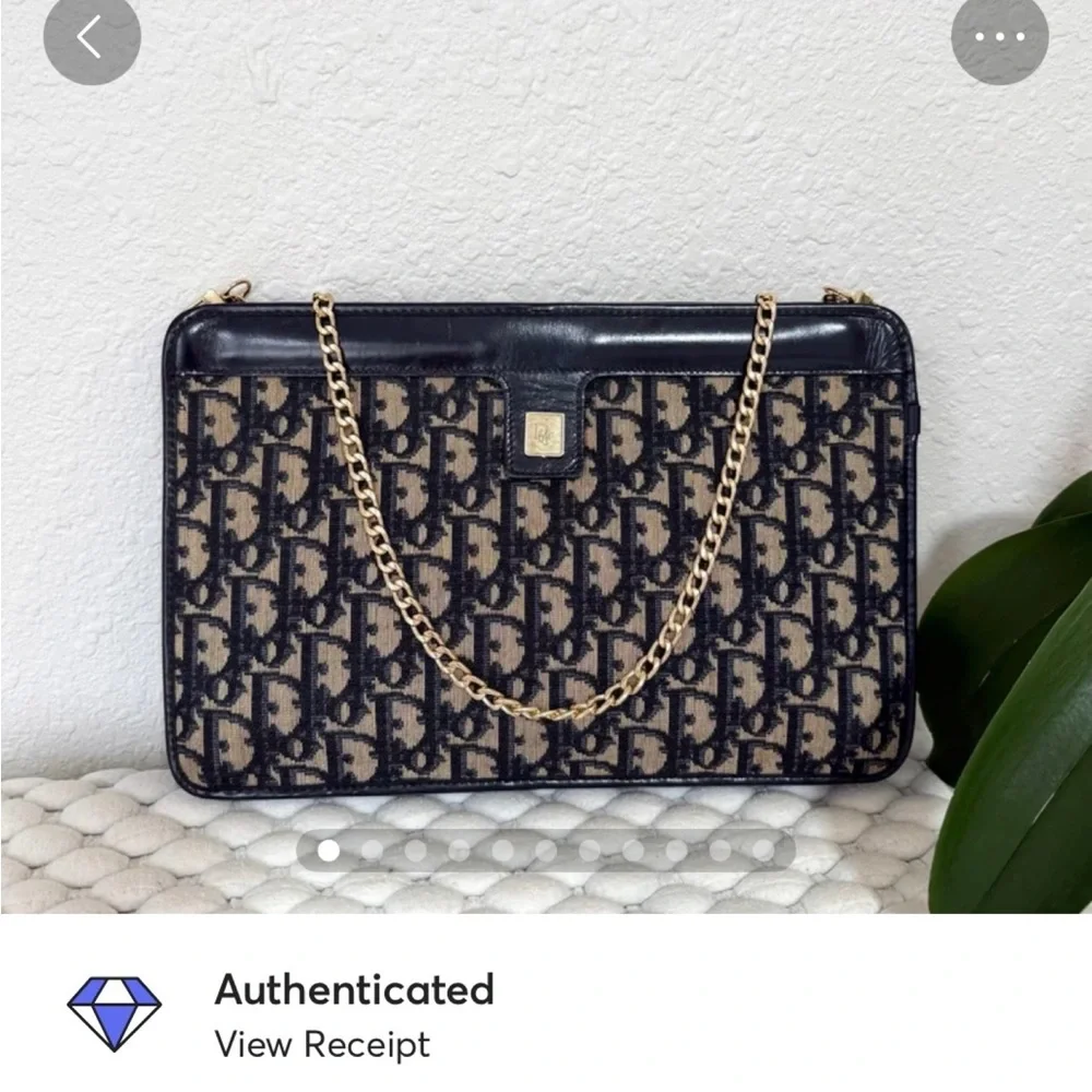 CHRISTIAN DIOR Crossbody Bag Clutch Trotter Canvas Navy Blue - Picture 12 of 12